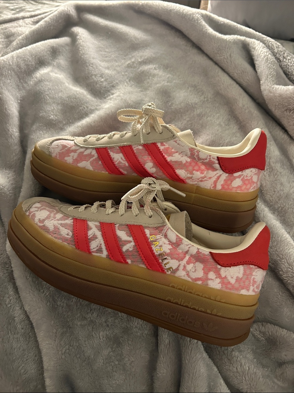 adidas Gazelle Platform Sneakers - Pink and Red floral